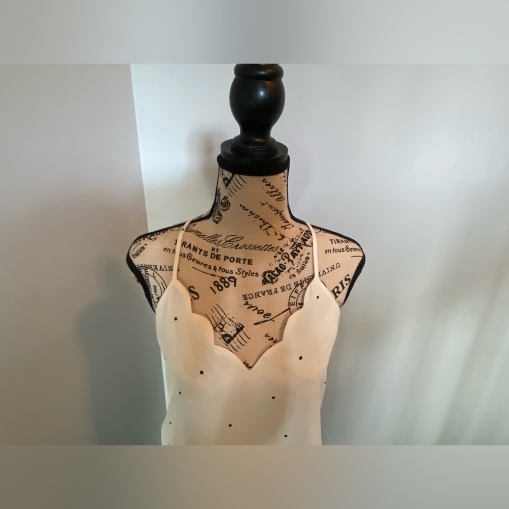 nine britton cream polka dot halter tank, sz Small - Picture 3 of 4